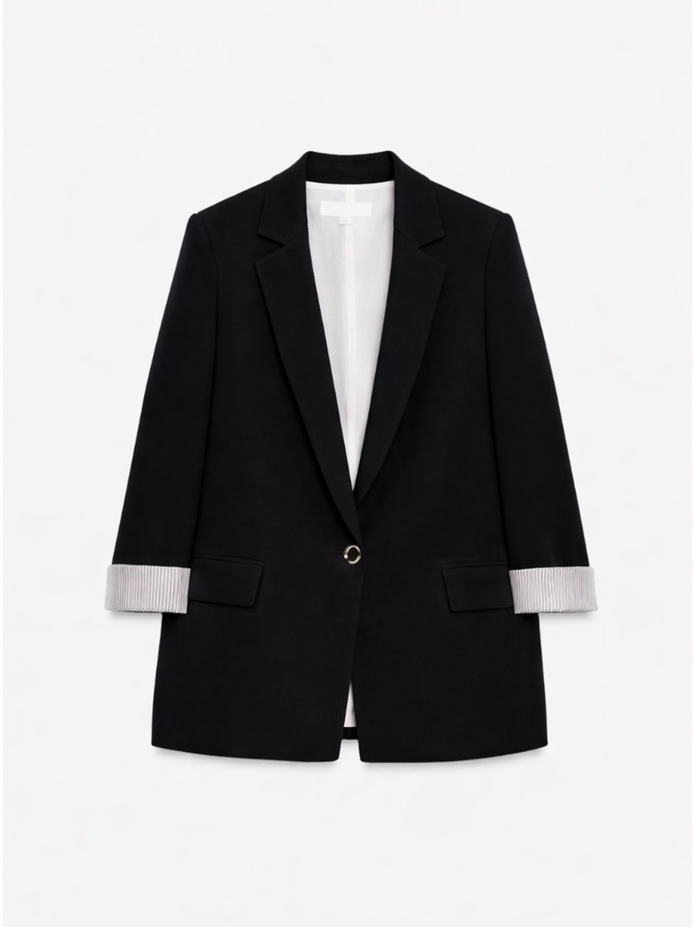 Zara Black Single-Button Blazer with Contrast Cuffs